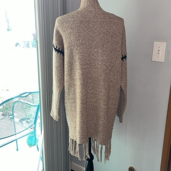 Mustered Cozy and Warm Blanket Stitch Open Tan Cardigan size Large - Picture 5 of 7
